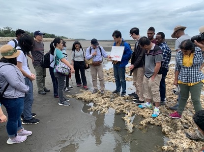 TIGP-ESS geological and environment educational field trip after clean beach activity (Taoyuan Taiwan)